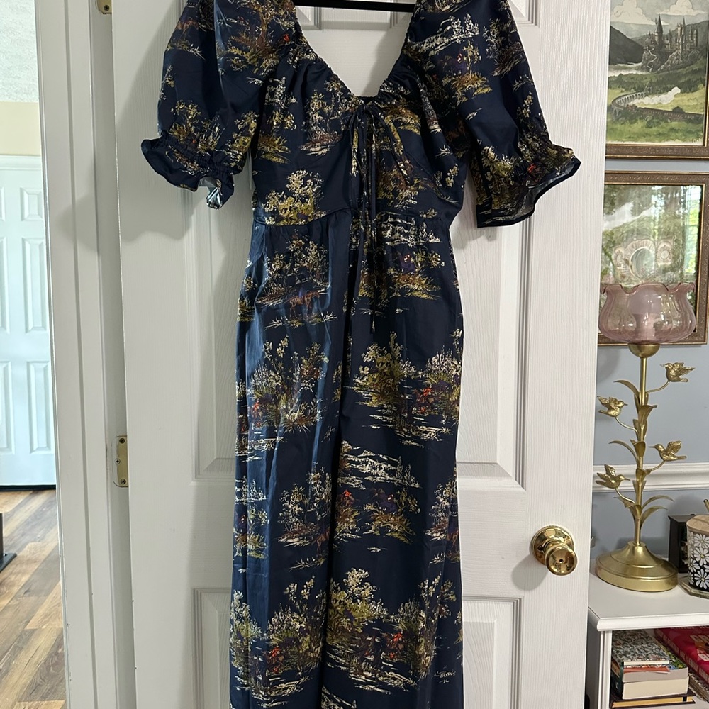 Hill House The Ophelia Dress “Navy Equestrian Toile” pattern size large NWT